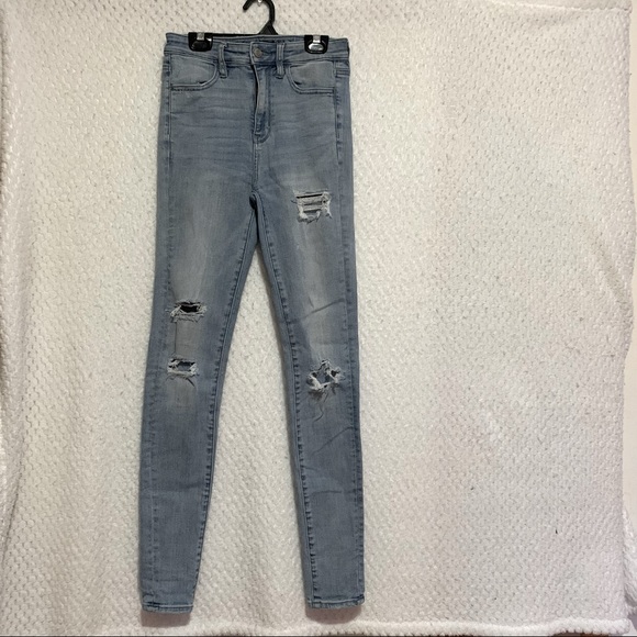 Super High Rise Skinny Distressed Jeans Size 4 American Eagle